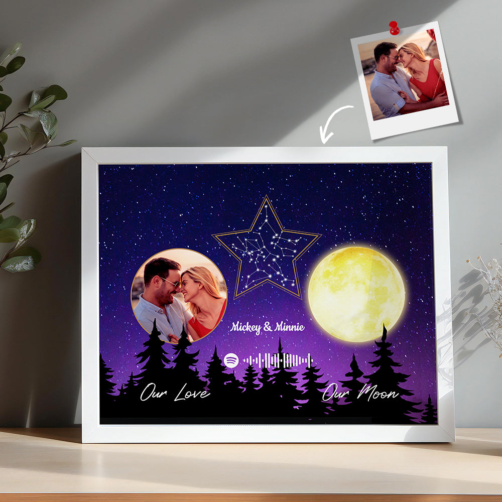 Star Map & Moon Phase with Spotify Song Print Custom Star map Moon Phase Spotify With Your Photo Print - auphotomugs