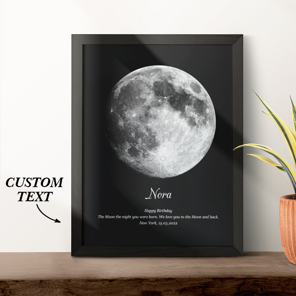 Custom Moon Phase Wooden Frame with Personalized Name and Text - auphotomugs