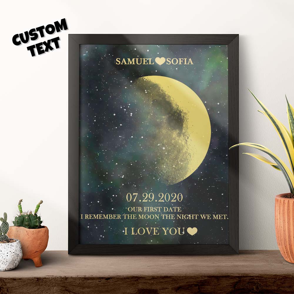 Custom Moon Phase Gold Print Frame Gifts for Birthday and Anniversary - auphotomugs
