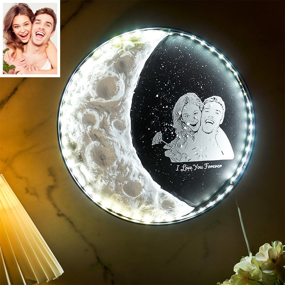Personalized Photo Moon Lamp With Text DIY Clay Color Paint Night Light For Couples - auphotomugs