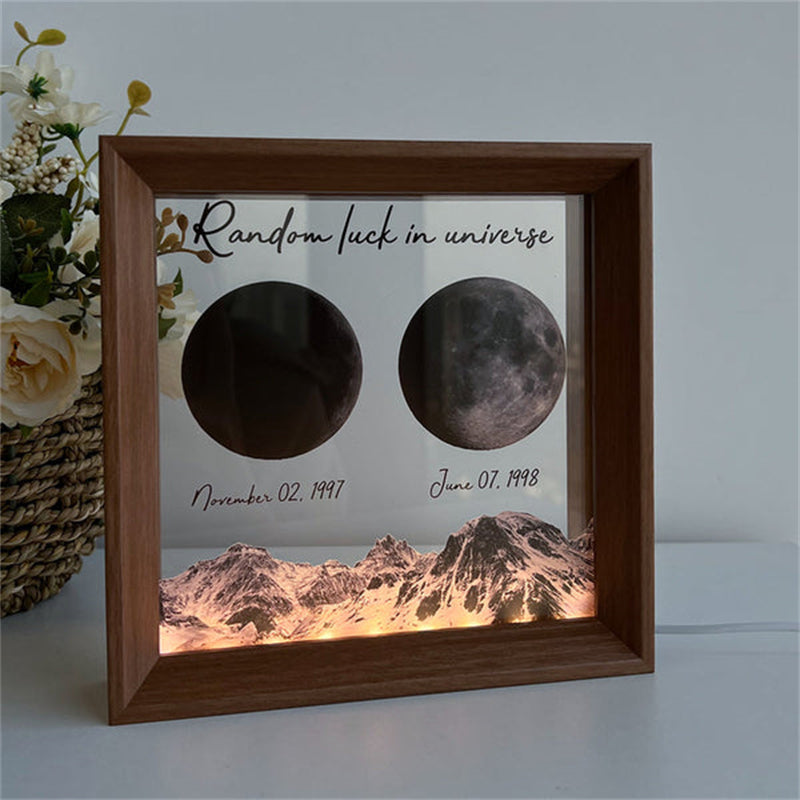 Custom Moon Phases LED Frame Light Birth Moon Night Light Gifts for Lovers - auphotomugs