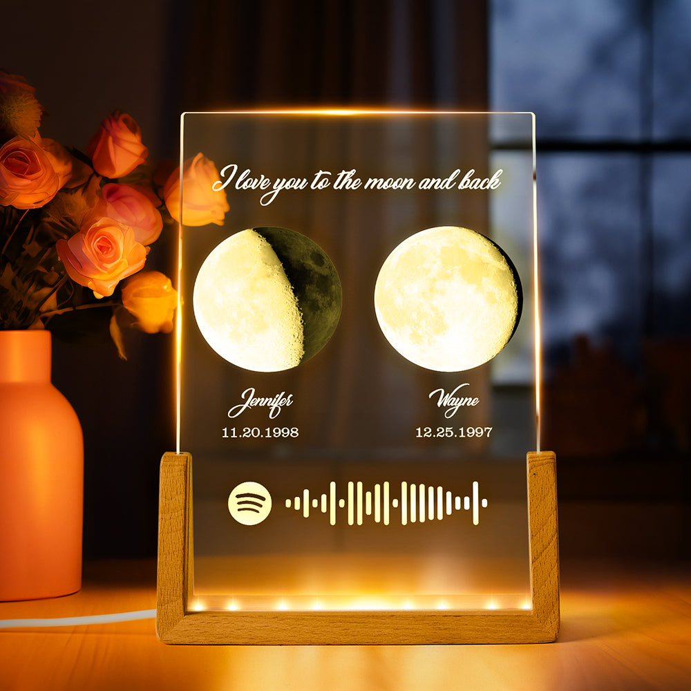 Custom Moon Phases Birth Moon Night Light Special Gifts for Lovers - auphotomugs