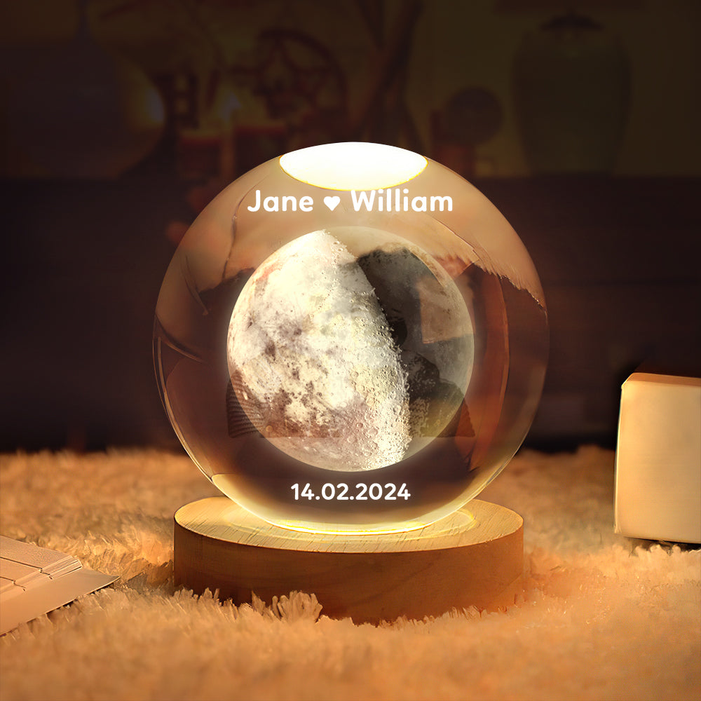 Personalized 2D Moon Phase Crystal Ball Night Light Unique Valentine's Day Gifts - auphotomugs