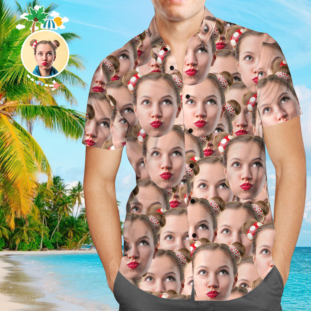 Custom Girlfriend Face Men's All Over Print Hawaiian Shirt