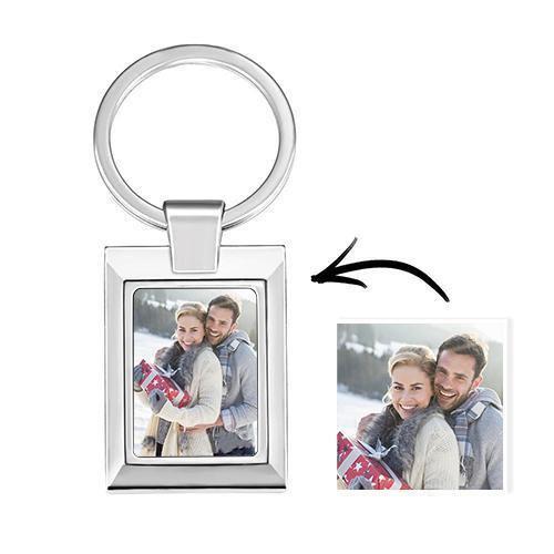 Anniversary Gifts Custom Square Photo Keychain Personalized  Alloy Keychain For Couple