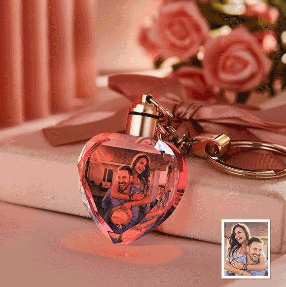 Custom Photo Crystal Keychain Heart-shaped Keychain Gift for Lover