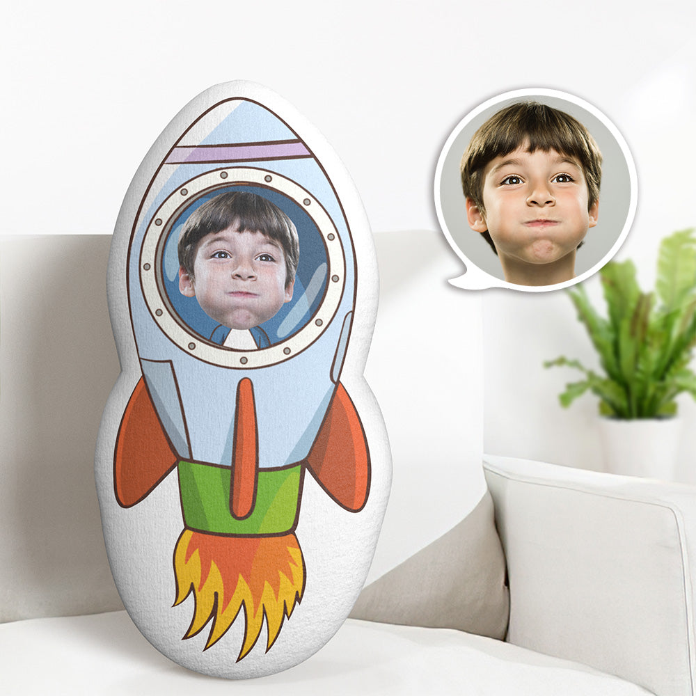 Custom Face Pillow Rocket Astronaut Minime Doll Personalized Photo Gifts for Kids - auphotomugs