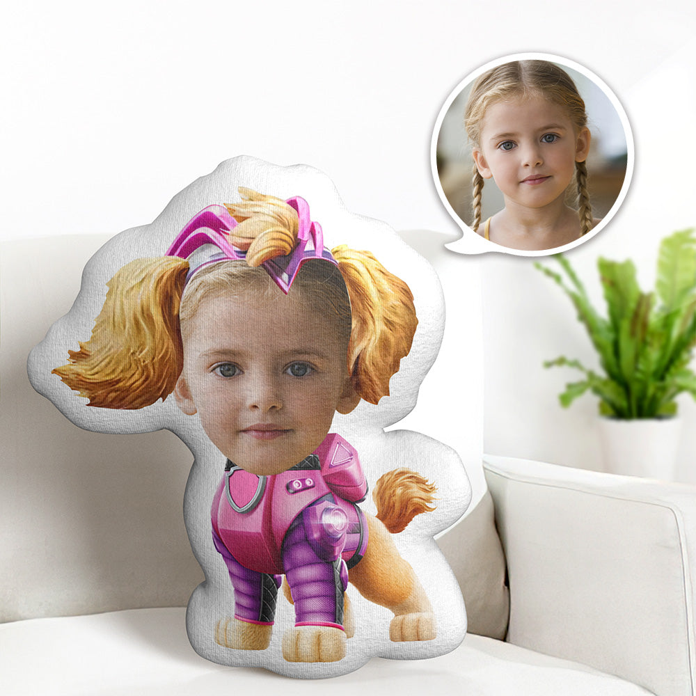 Custom Face Pillow Minime Pink Suit Dog Doll Personalized Photo Gifts for Kids - auphotomugs