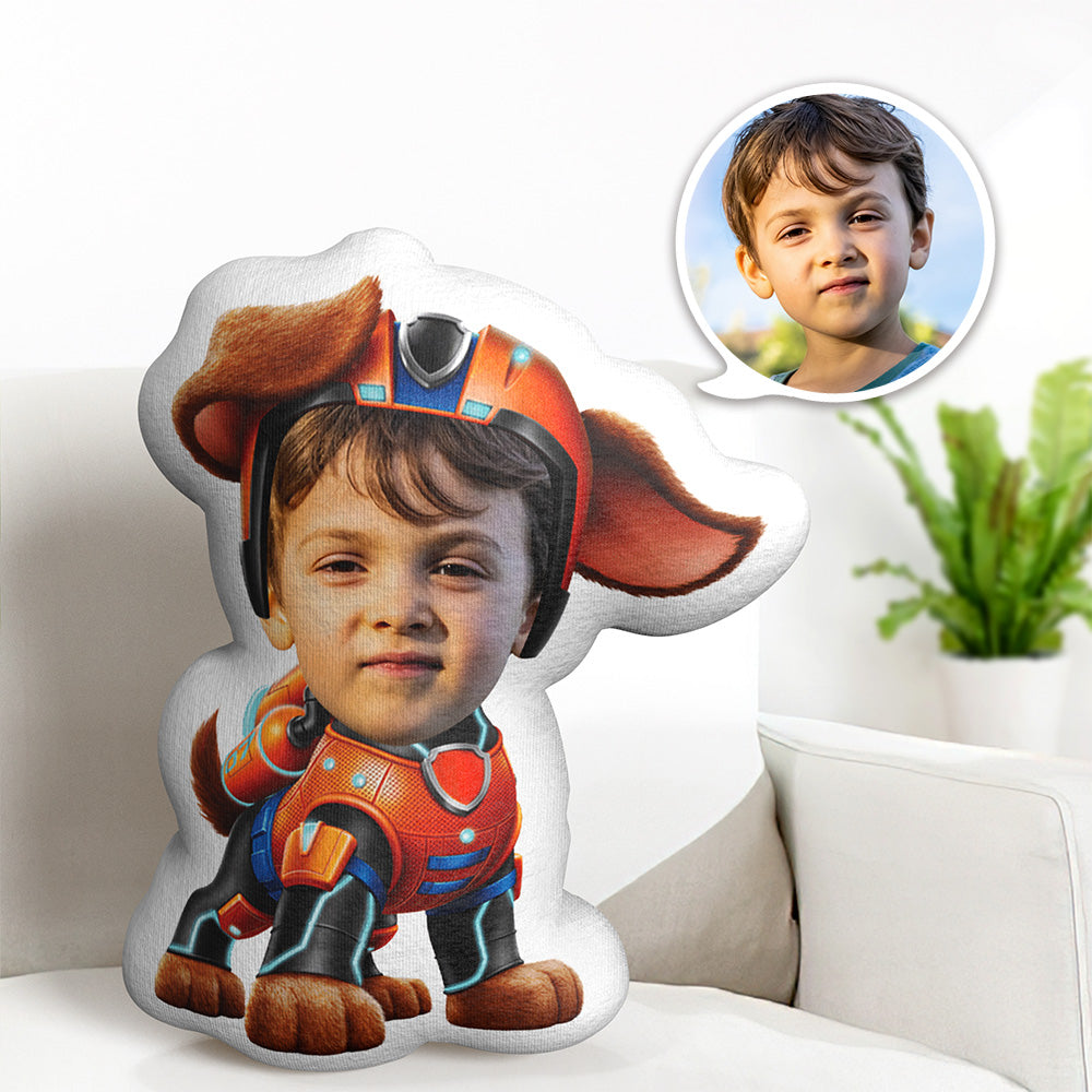 Custom Face Pillow Minime Orange Suit Dog Doll Personalized Photo Gifts for Kids - auphotomugs