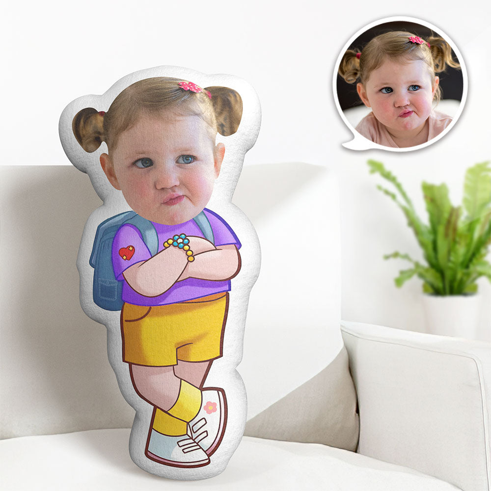 Custom Face Pillow Minime Little Girl Doll Personalized Photo Gifts for Kids - auphotomugs