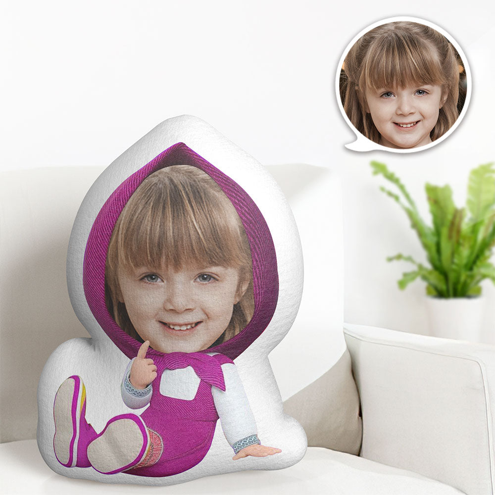 Custom Face Pillow Minime Sitting Masha Doll Personalized Photo Gifts for Kids - auphotomugs
