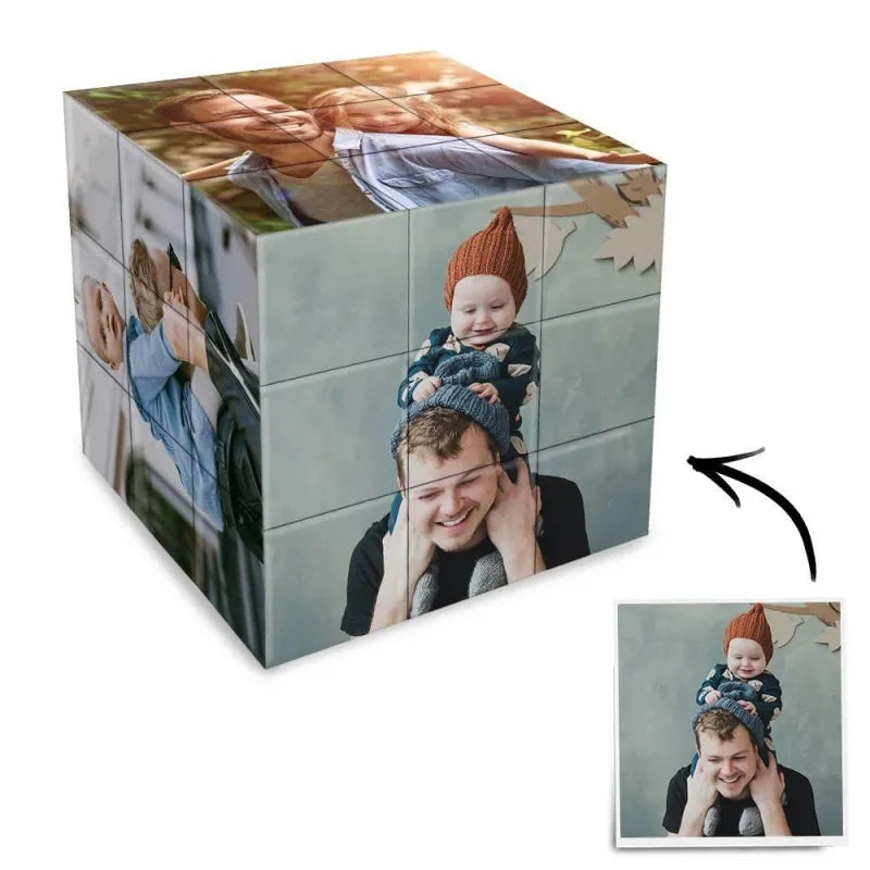 Christmas Multiphoto Cube Custom Photo Rubic's Cube Personalized Six Pictures 3x3 Cube Gifts For Father