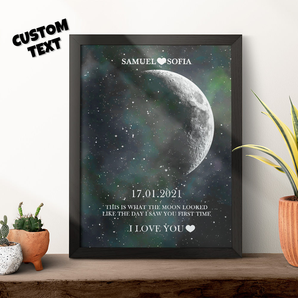 Custom Moon Phase Print Frame Anniversary Gifts for Her - auphotomugs