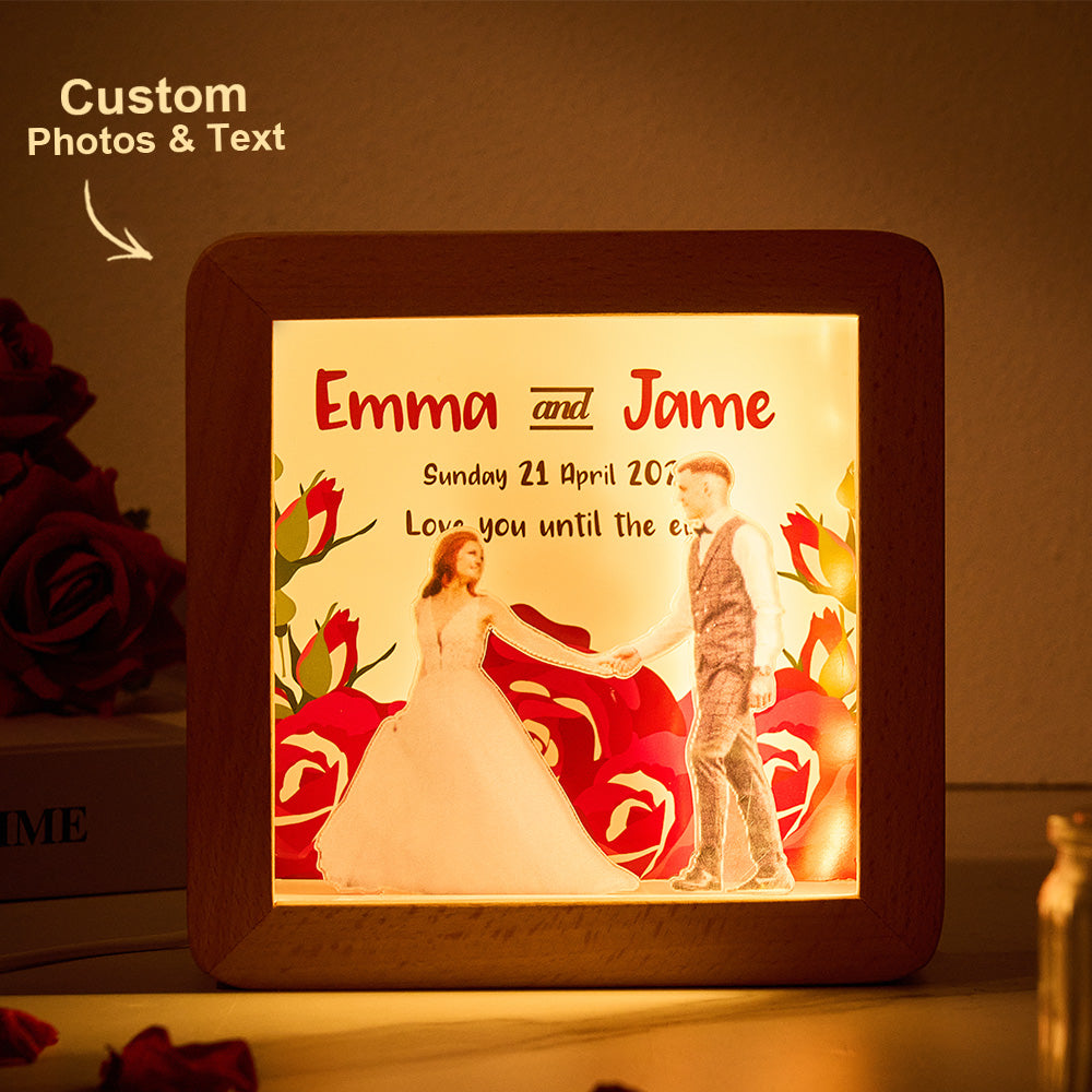 Personalized LED Lighted Photo Frame With Text Perfect Couple Wedding Anniversary Gift - auphotomugs