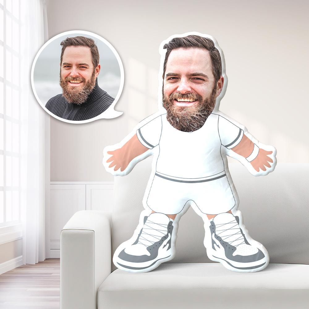Personalized Sports Guy Pillow Custom White T-shirt Man MiniMe Pillow Face Pillow Custom Pillow Picture Pillow Costume Pillow Doll