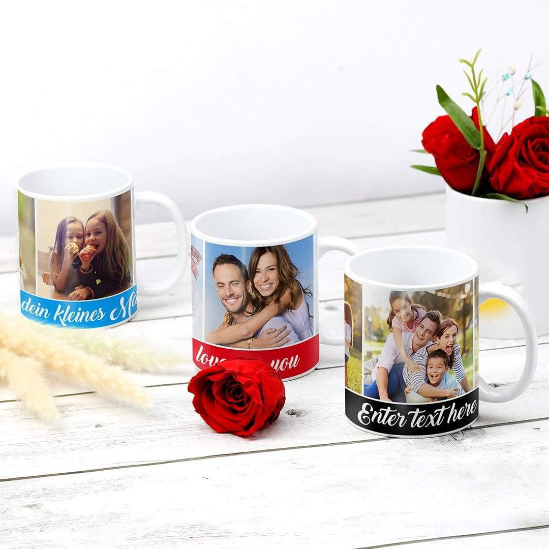 Personalized Photo Mug Collage Picture Mug with Text - 3 Photos