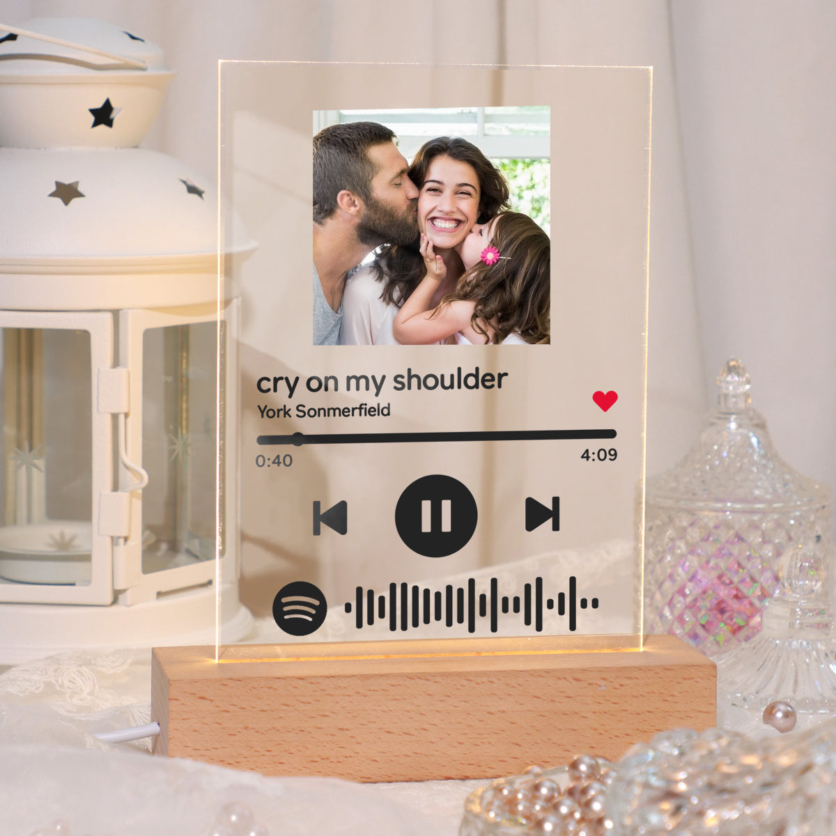 Light Up Spotify Plaque Custom Spotify Glass Night Light Plaque Personalized Photo Decorations Best Gift Idea