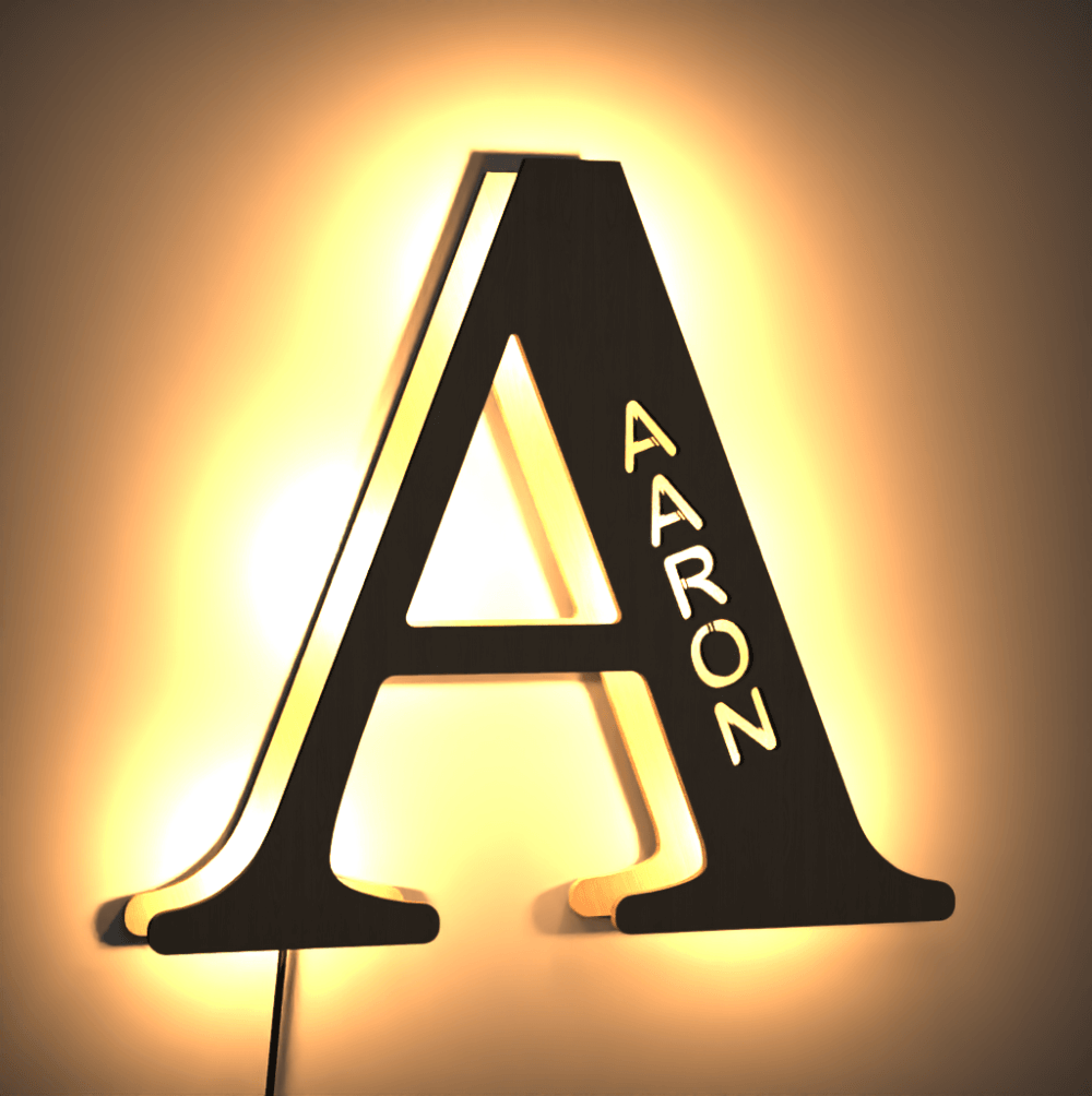 Custom Light Up Letter V Name Sign Lamp Alphabet Wall Wooden Name Night Light