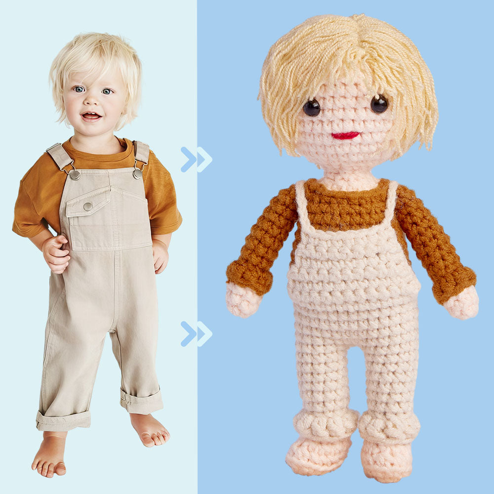 Custom Crochet Doll Personalized Gifts Handwoven Mini Look alike Dolls - Fashion Grandpa Doll - auphotomugs