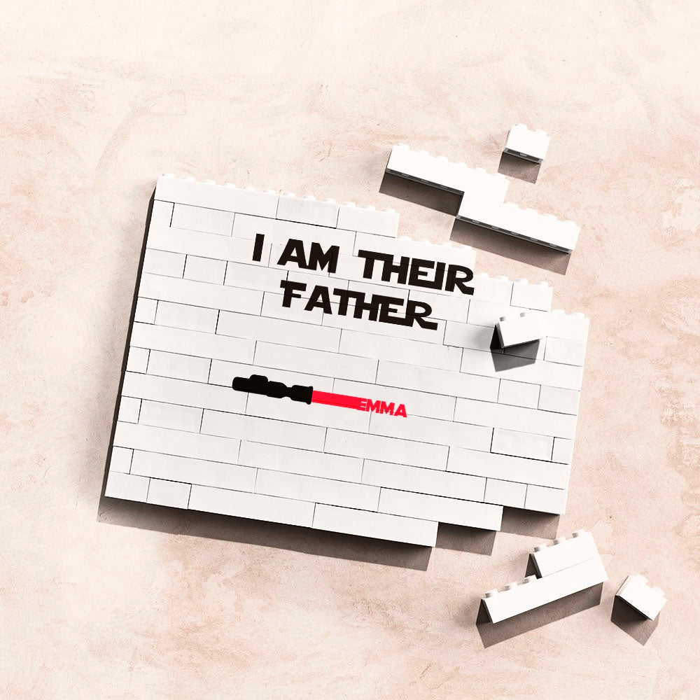 Gift For Dad Personalised Building Brick Custom Photo Block Square Shape I AM Their Father Block