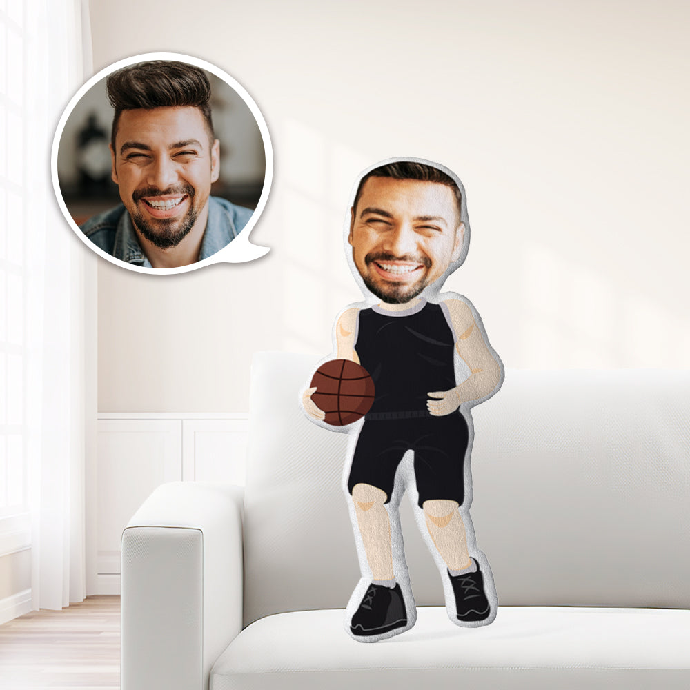 Personalized Face Pillow Custom Black Basketball Jersey MiniMe Pillow Custom Pillow Picture Pillow Best Gift for Him