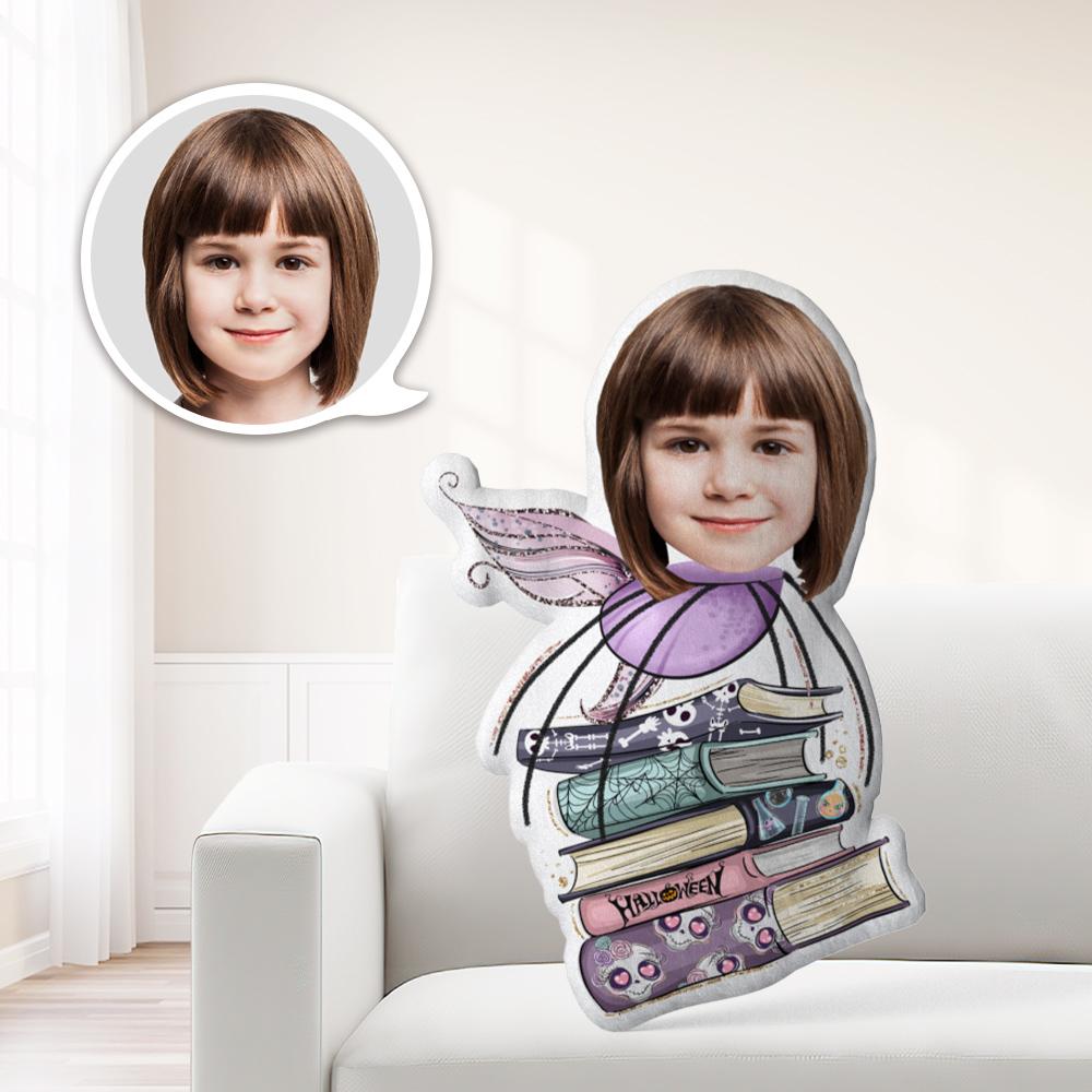 Halloween Gifts Personalised Face Pillow Butterfly Holding Book Halloween Minime Pillow Custom Photo Pillow Personalized Pillow Custom Pillow Doll