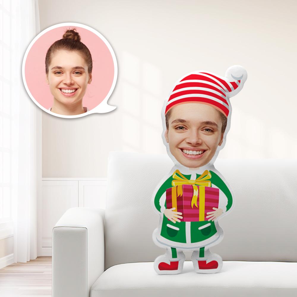 Christmas Gift Personalized Minime Christmas Elf Holding Gift Box Pillow Unique Custom Minime Throw Doll Give Your Child The Most Meaningful Gift