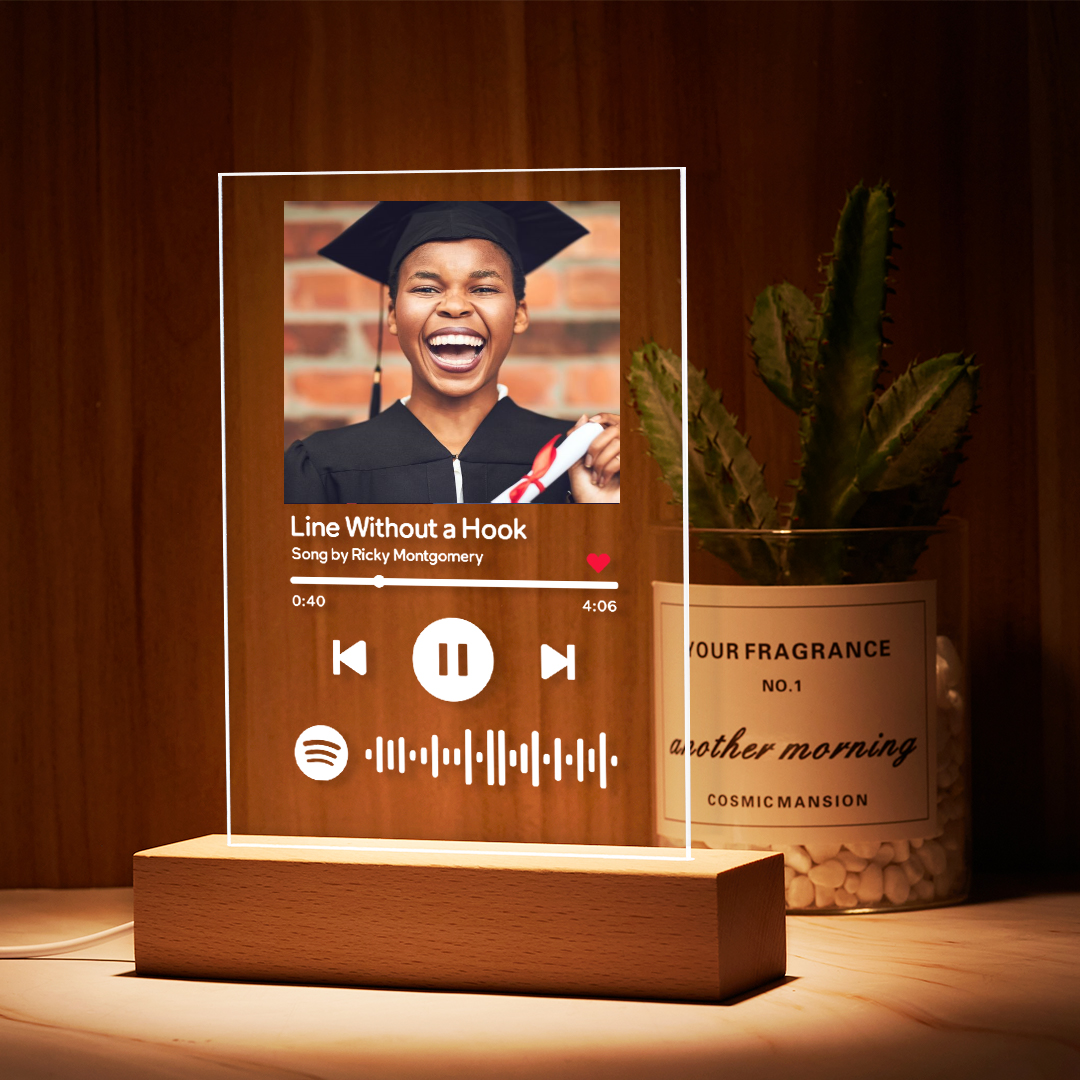 Graduation Gifts Spotify Plaque Light Custom Spotify Code Glass Night Light Plaque Personalized Photo Decorations Best Gift for Him/Her