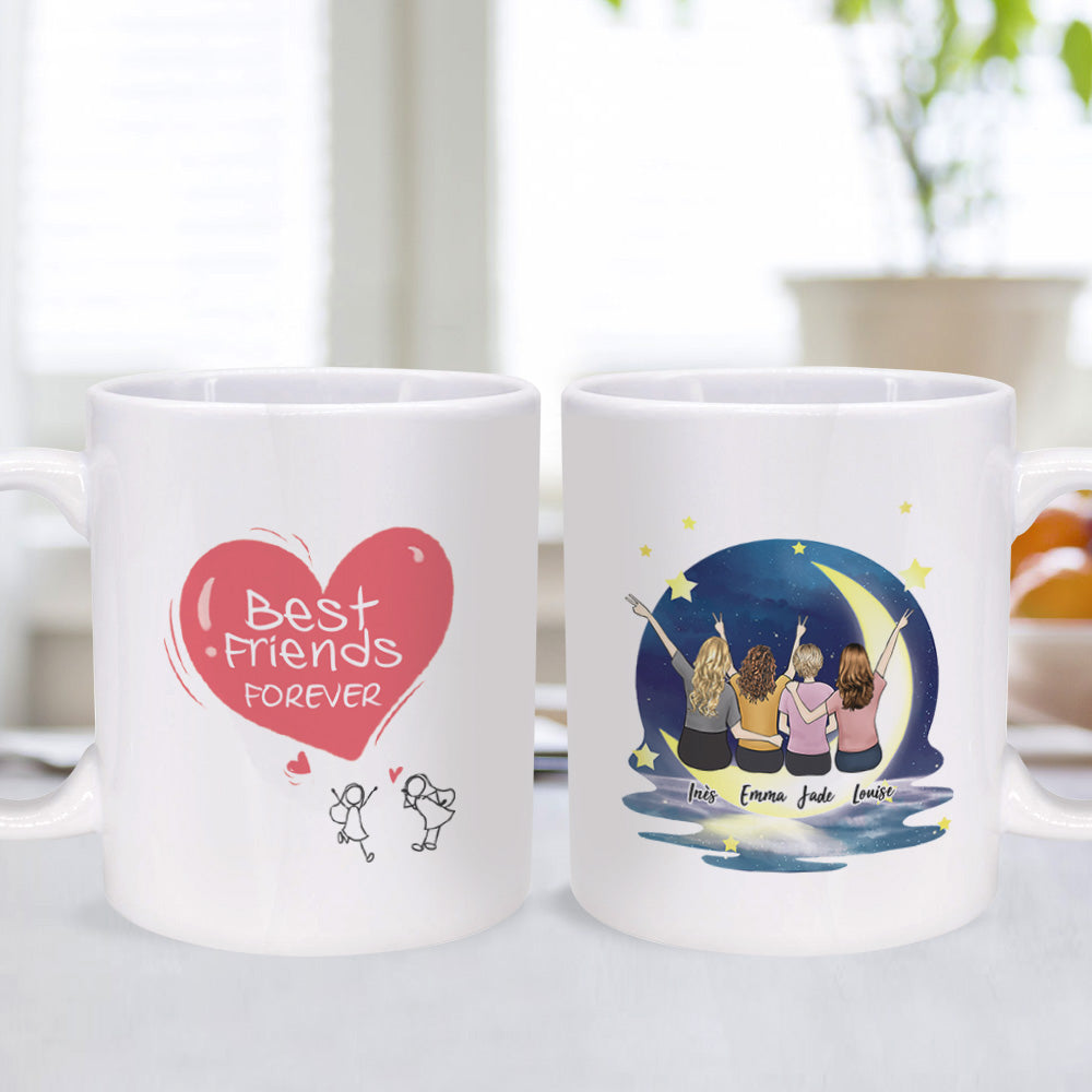 Best Friend Mugs Custom Sisters Mugs with Name Best Gift for Friendship Forever - 2 to 5 Friends