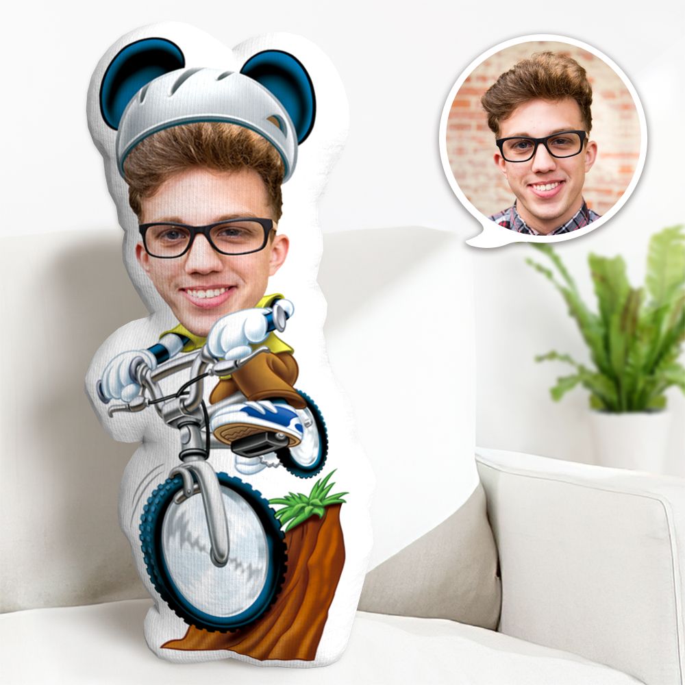 Custom Mickey Mouse Minime Throw Pillow Personalized Face Minime Pillow Cyclist Mickey Mouse Disney Gifts