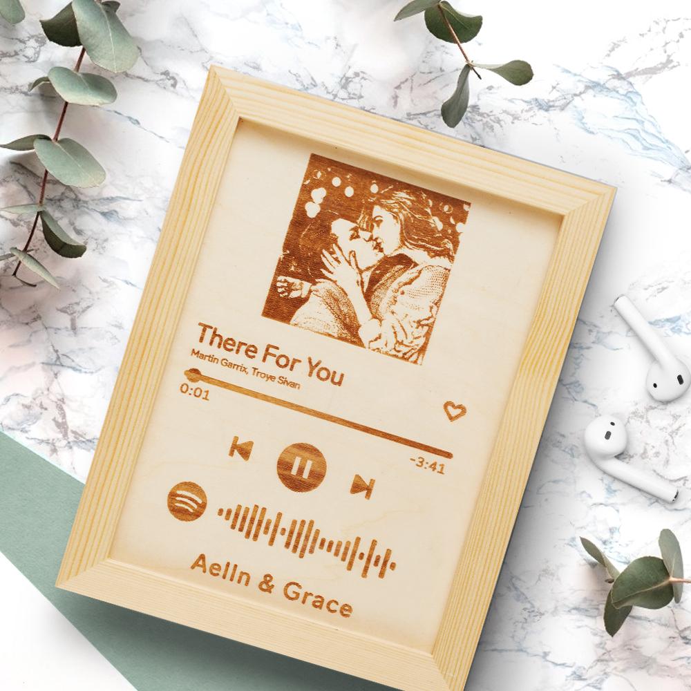 Custom Spotify Code Music Frame Valentine's Day Gifts Engraved Wooden Frame Gift for lovers