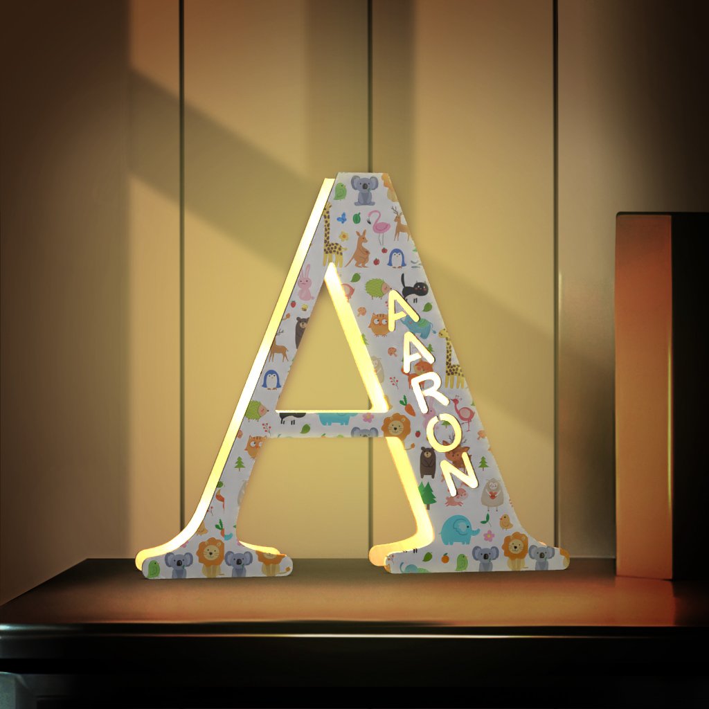 Custom Name Sign Up Letter Led Wooden Lamps Engraved Name for Couples & Friends & Family Gift