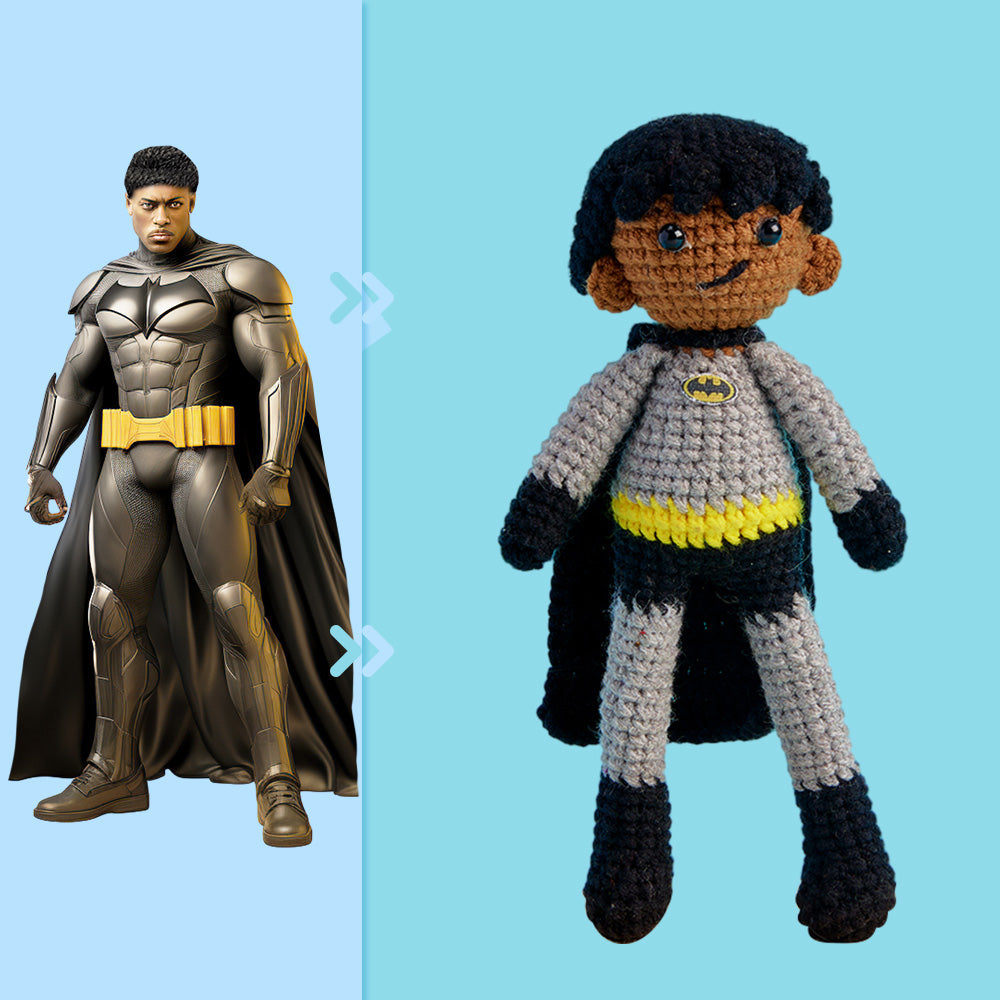 Full Body Customizable 1 Person Custom Crochet Doll Personalized Handwoven Mini Dolls Gifts - Batman - auphotomugs
