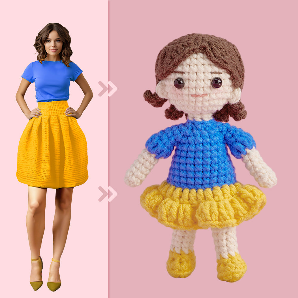 Full Body Customizable 1 Person Custom Crochet Doll Personalized Gifts Handwoven Mini Dolls - Snow White - auphotomugs