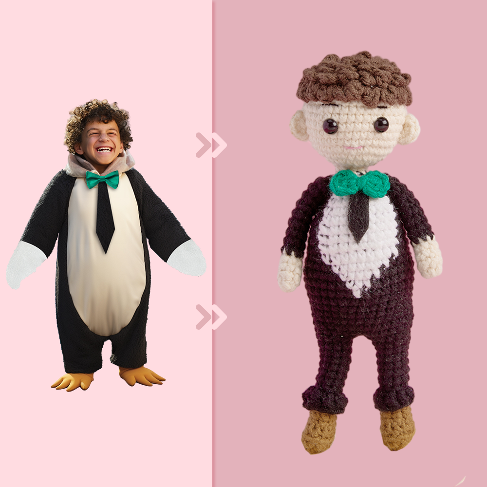 Full Body Customizable 1 Person Custom Crochet Doll Personalized Gifts Handwoven Mini Dolls - Penguin - auphotomugs