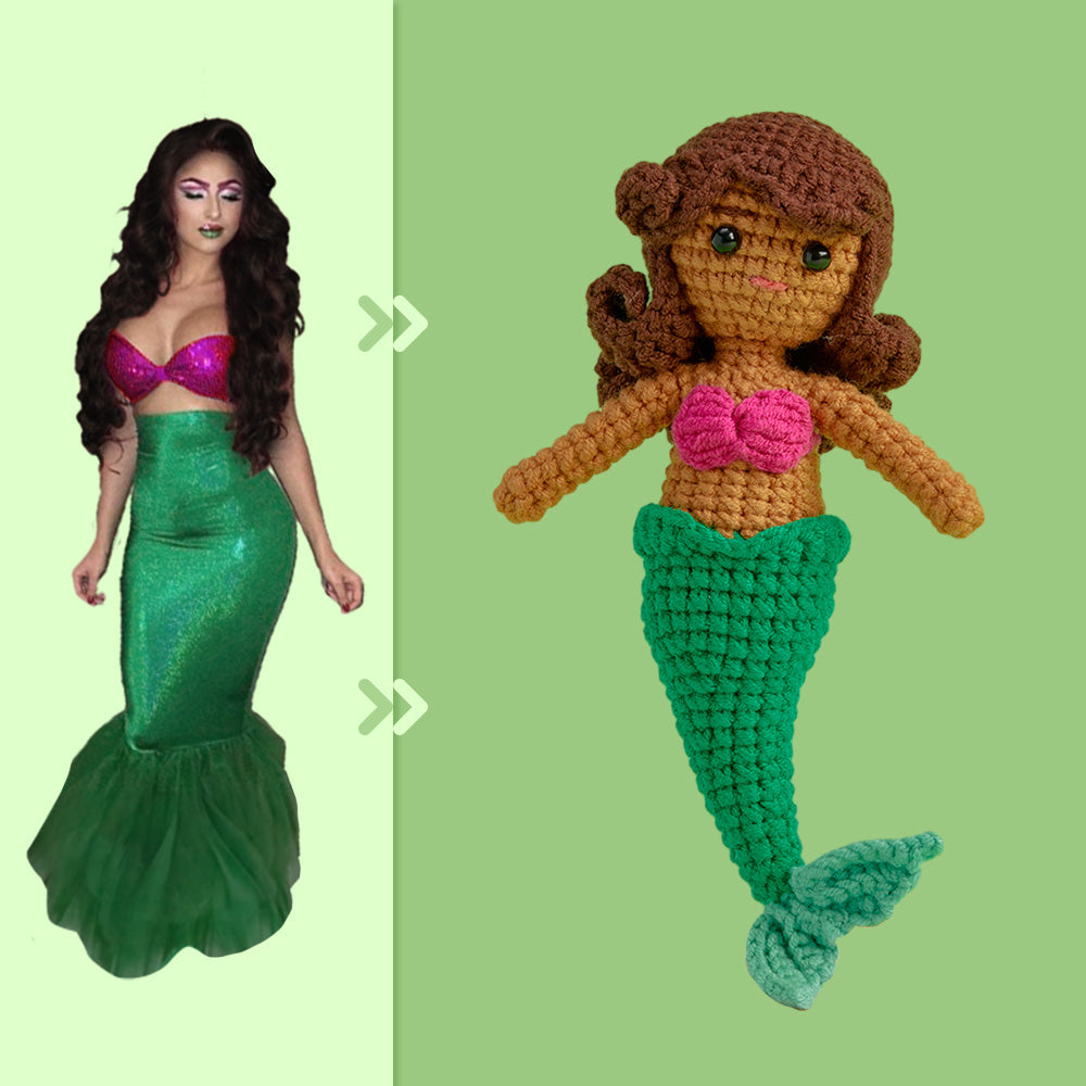Full Body Customizable 1 Person Custom Crochet Doll Personalized Gifts Handwoven Mini Dolls - Mermaid - auphotomugs