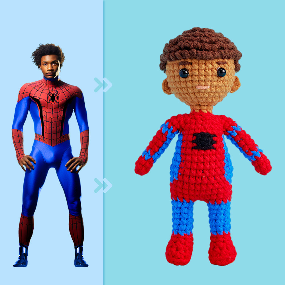 Full Body Customizable 1 Person Custom Crochet Doll Personalized Gifts Handwoven Mini Dolls - Spiderman - auphotomugs