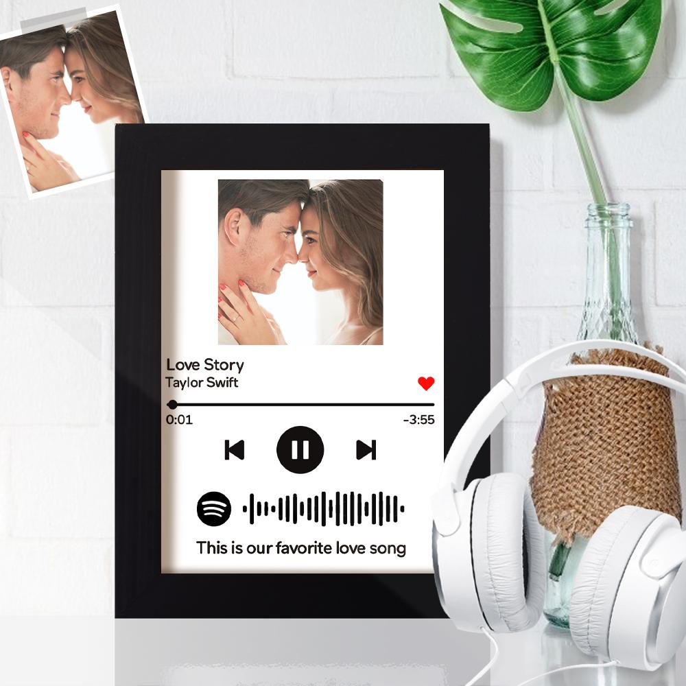 Custom Spotify Frame Personalized Music Frame Song Frame Custom Photo Frame Gift for Her - Blue
