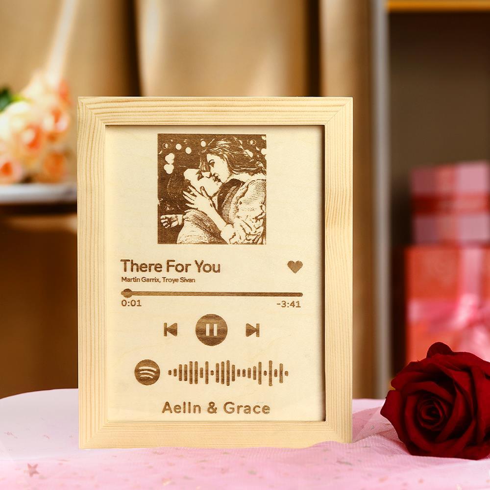 Custom Spotify Code Music Frame Engraved Wooden Frame Gift for Lovers