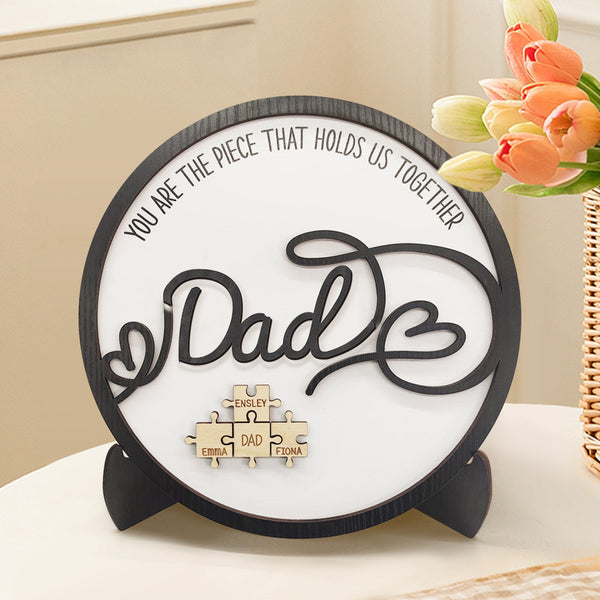 Personalized Dad Round Puzzle Plaque You Are the Piece That Holds Us Together Father's Day Gift - myphotowalletau