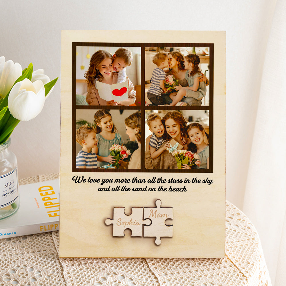 Personalized Wooden Photo Puzzle Sign Custom Family Member Sign Gift for Mom - photowatch