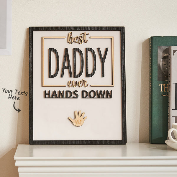 Custom Engraved Ornament Daddy Hands Down Handprint Sign Frame Gifts for Dad - myphotowalletau