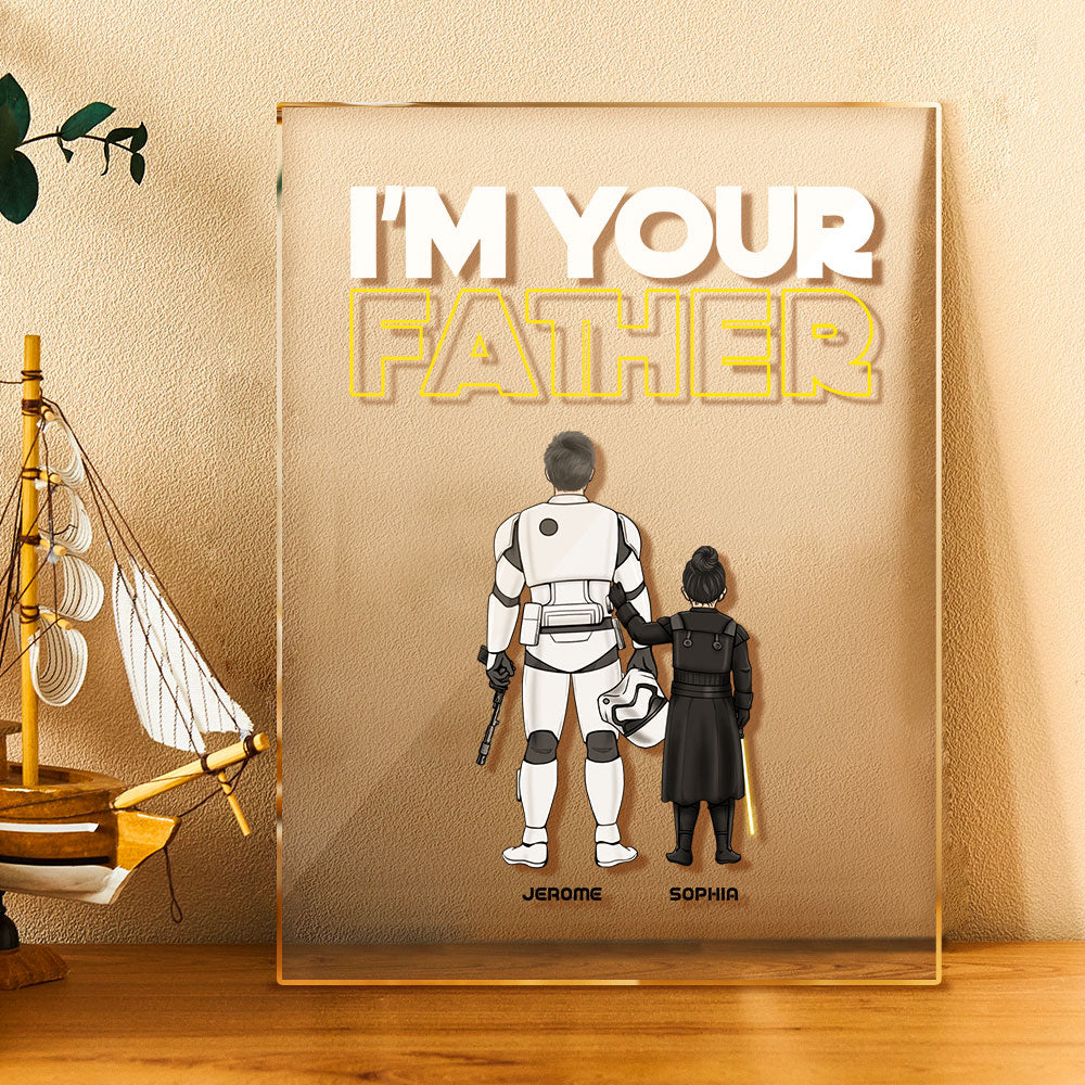 Custom I Am Their Father Night Light Personalized Acrylic Plaque Home Decoration Lamp Father's Day Gift - auphotomugs