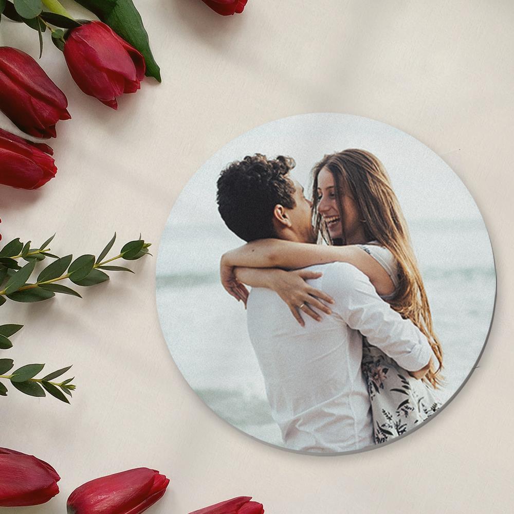 Round Custom Photo Coaster for Couple