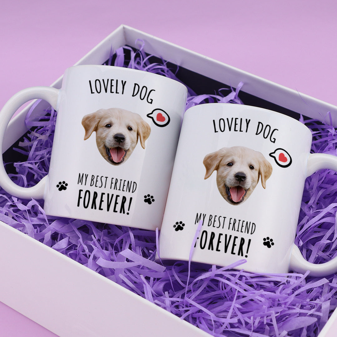 Pet Christmas Gifts Personalized Dog Mug - Custom Pet Mug - Puppy Face - Best Friend Forever