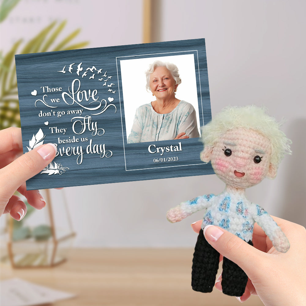 Personalized Crochet Doll Gifts Handmade Mini Look alike Dolls with Custom Memorial Card for Kids and Adults - auphotomugs