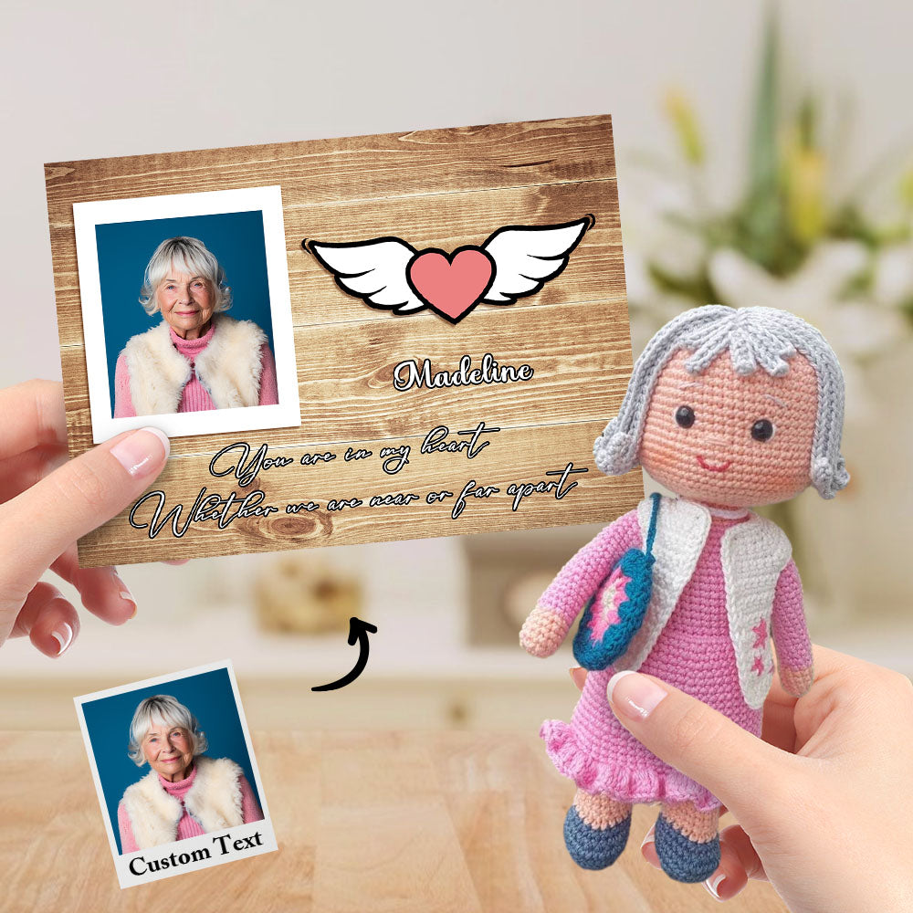 Custom Crochet Doll from Photo Handmade Look alike Dolls with Personalized Name Card Gifts for Grandma - auphotomugs