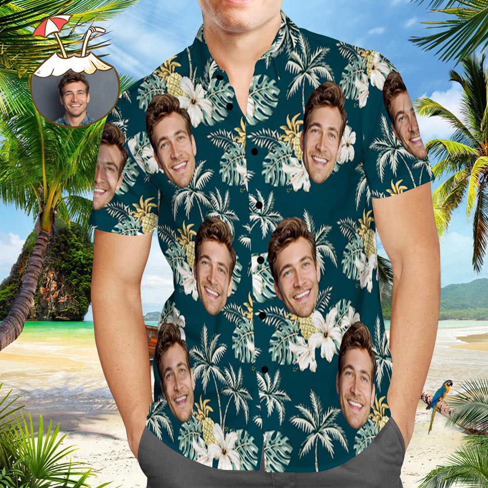 Custom Photo Funky Vintage Hawaiian Shirt Casual Button-Down Short Sleeve