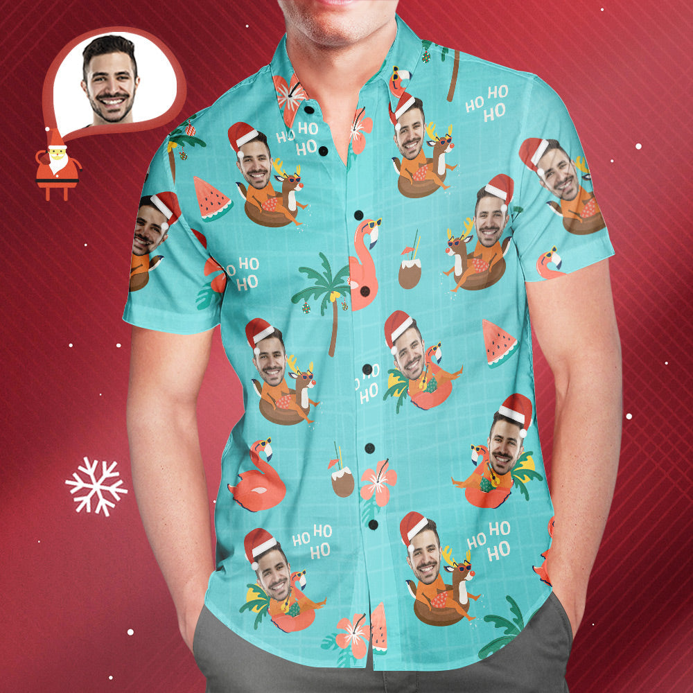 Custom Face Christmas Pool Party Hawaiian Shirt Men's Personalised Christmas Gift - MyHawaiianShirtsAU