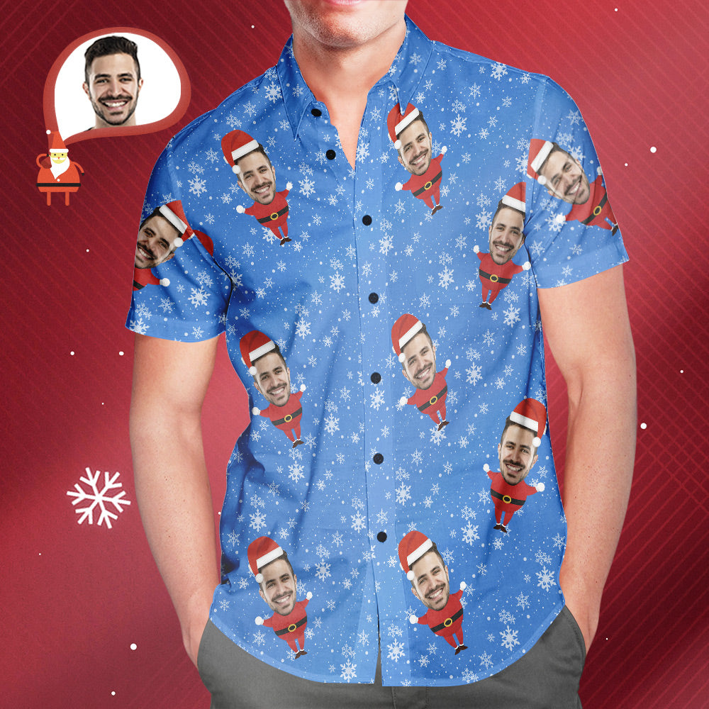 Men's Custom Face Christmas Santa All Over Print Hawaiian Shirt Christmas Gift - MyHawaiianShirtsAU